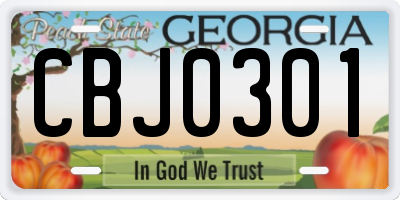 GA license plate CBJ0301