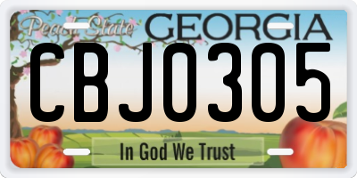 GA license plate CBJ0305