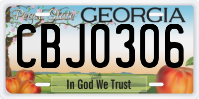 GA license plate CBJ0306