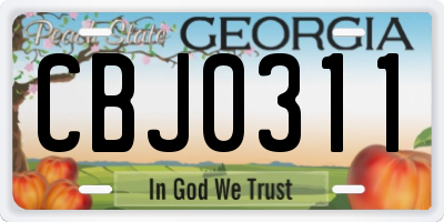 GA license plate CBJ0311