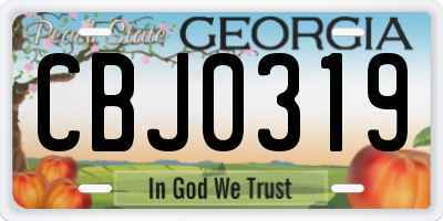 GA license plate CBJ0319