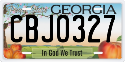 GA license plate CBJ0327