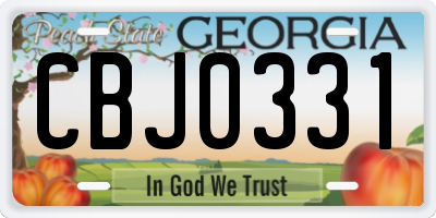 GA license plate CBJ0331