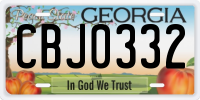 GA license plate CBJ0332