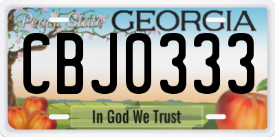 GA license plate CBJ0333