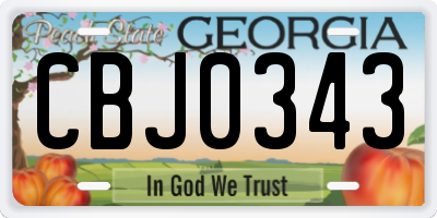 GA license plate CBJ0343