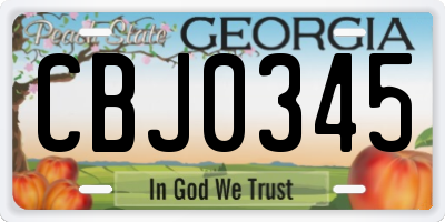 GA license plate CBJ0345