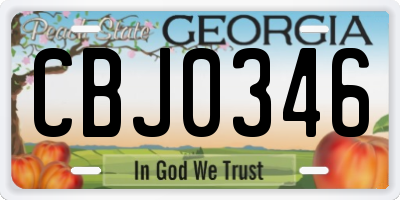 GA license plate CBJ0346