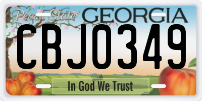 GA license plate CBJ0349