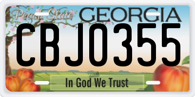 GA license plate CBJ0355