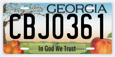 GA license plate CBJ0361