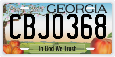 GA license plate CBJ0368