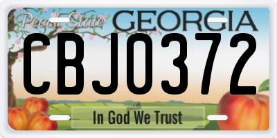GA license plate CBJ0372