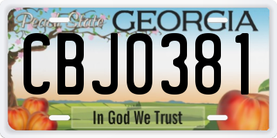 GA license plate CBJ0381