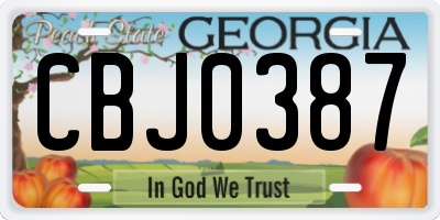 GA license plate CBJ0387
