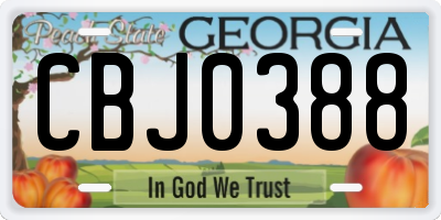 GA license plate CBJ0388