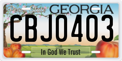 GA license plate CBJ0403