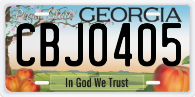 GA license plate CBJ0405