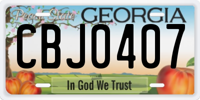 GA license plate CBJ0407