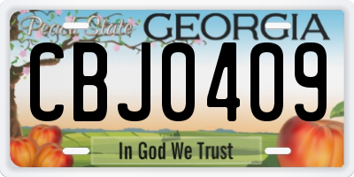 GA license plate CBJ0409