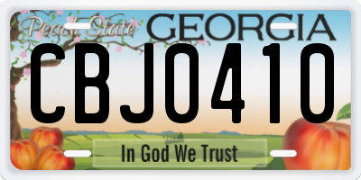 GA license plate CBJ0410