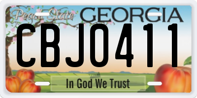 GA license plate CBJ0411