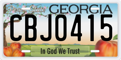 GA license plate CBJ0415