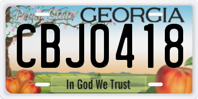 GA license plate CBJ0418