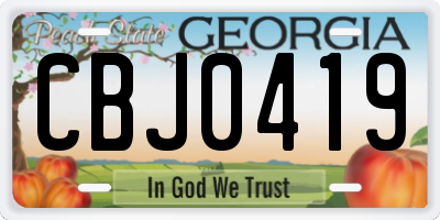 GA license plate CBJ0419