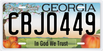 GA license plate CBJ0449