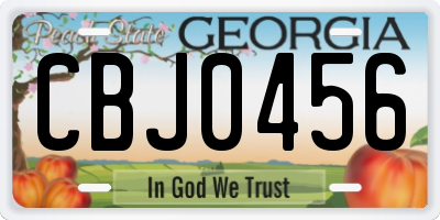 GA license plate CBJ0456