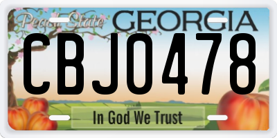 GA license plate CBJ0478