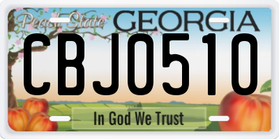 GA license plate CBJ0510