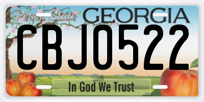 GA license plate CBJ0522