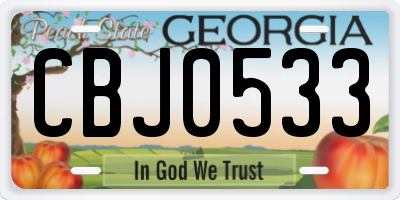 GA license plate CBJ0533