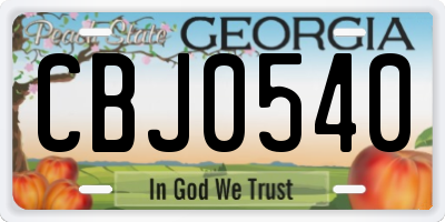 GA license plate CBJ0540