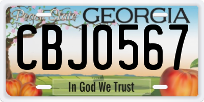 GA license plate CBJ0567