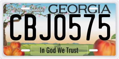 GA license plate CBJ0575