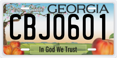 GA license plate CBJ0601