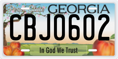 GA license plate CBJ0602