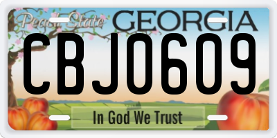 GA license plate CBJ0609