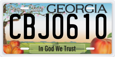 GA license plate CBJ0610