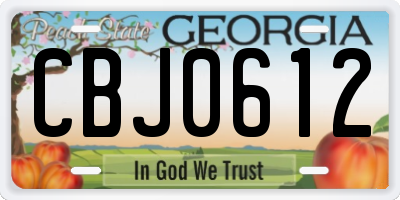 GA license plate CBJ0612