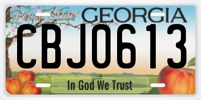 GA license plate CBJ0613