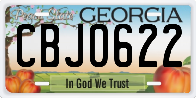 GA license plate CBJ0622