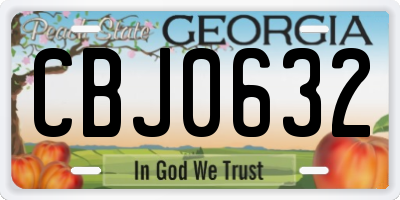 GA license plate CBJ0632