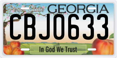 GA license plate CBJ0633
