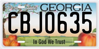 GA license plate CBJ0635