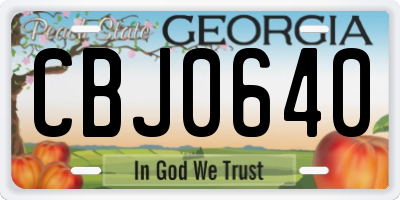 GA license plate CBJ0640