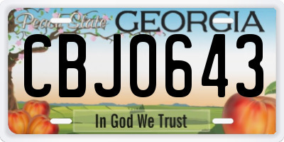 GA license plate CBJ0643
